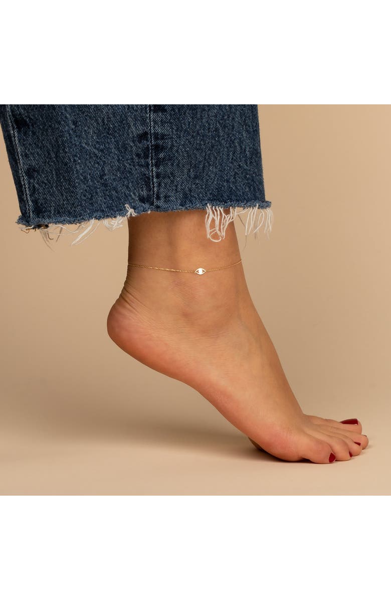 BY ADINA EDEN Solid Evil Eye Pendant Anklet 14K, Alternate, color,