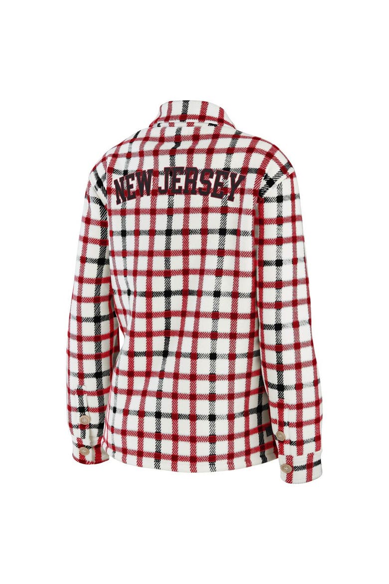 Women's WEAR by Erin Andrews Oatmeal New Jersey Devils Plaid Button-Up Shirt Jacket, Alternate, color, Oatmeal