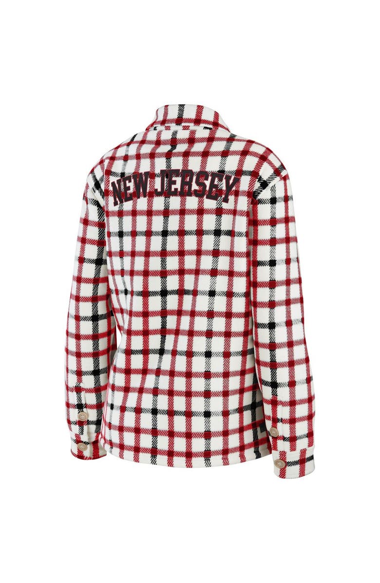 WEAR by Erin Andrews Women's WEAR by Erin Andrews Oatmeal New Jersey Devils Plaid Button-Up Shirt Jacket, Alternate, color, Oatmeal