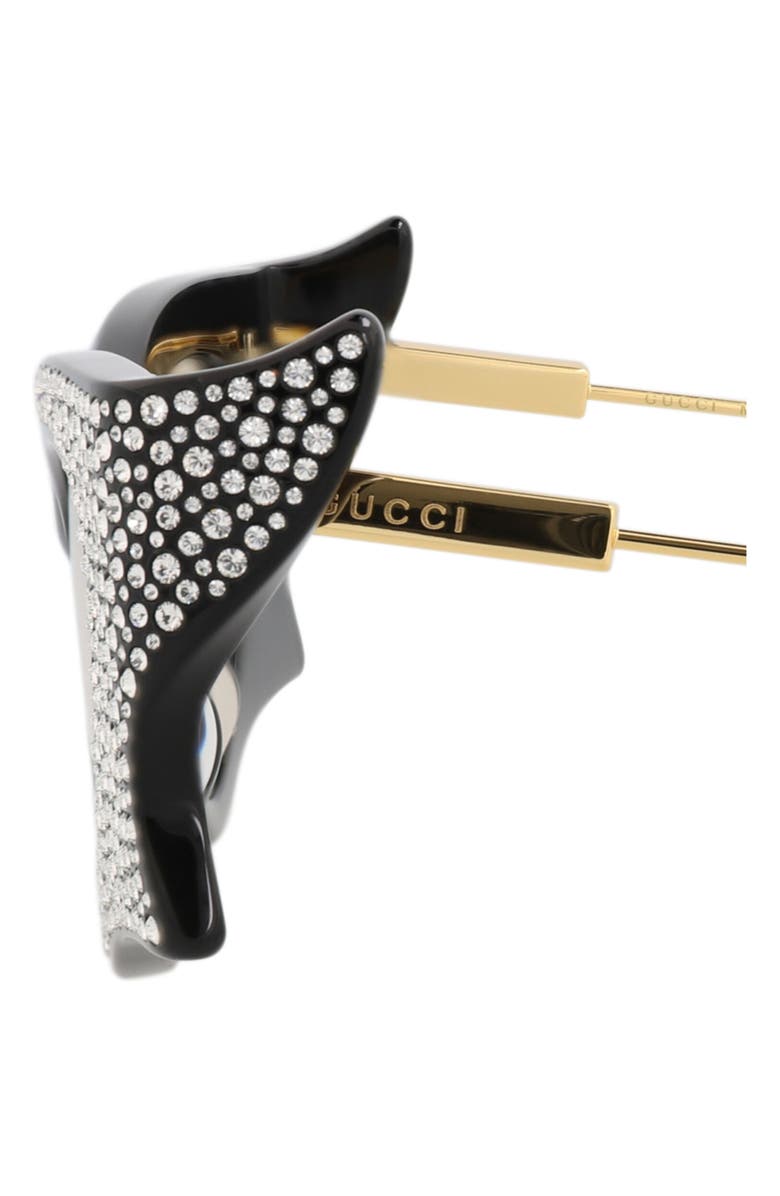 Gucci 51mm Winged Cat Eye Sunglasses, Alternate, color, Black Gold Yellow