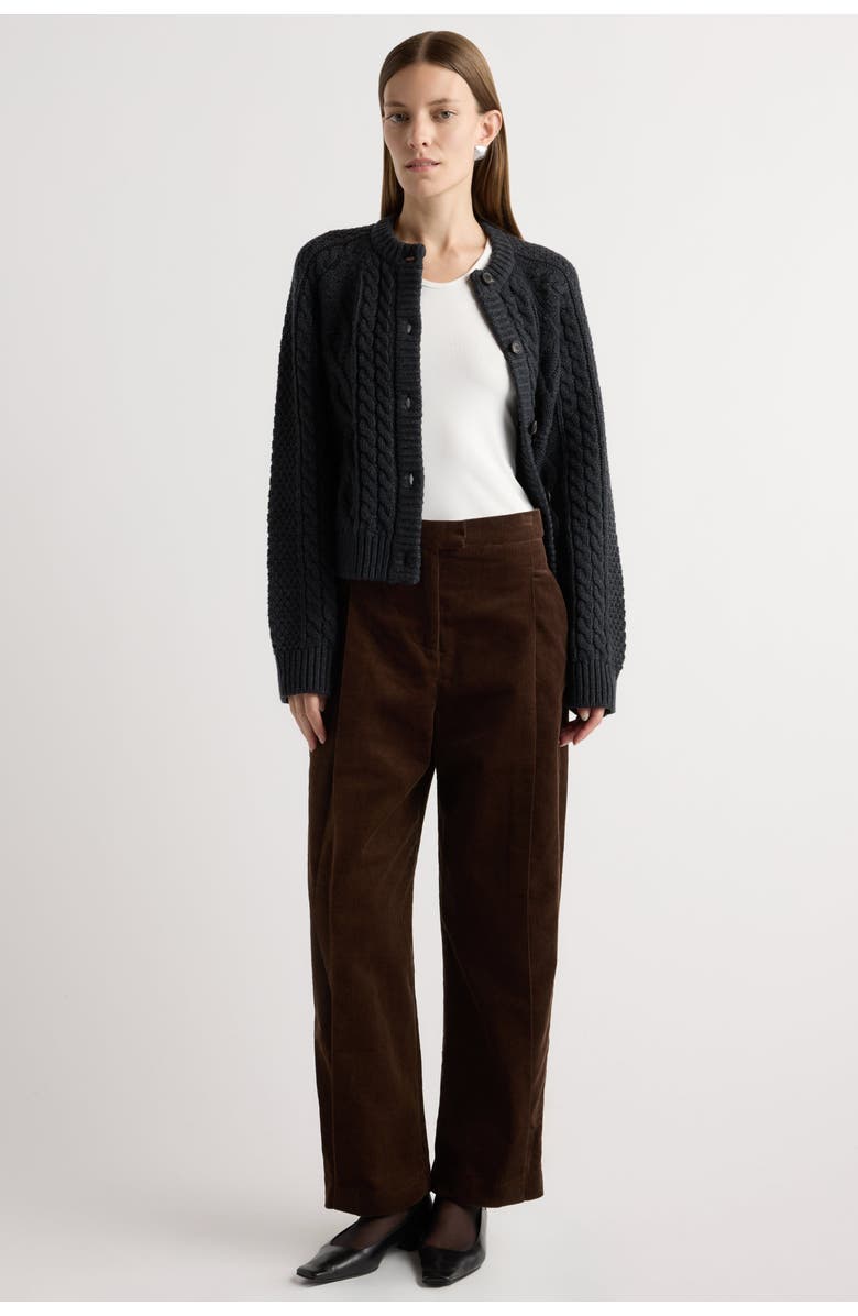 Modern Citizen Eloise Button Cable Cardigan, Alternate, color, Charcoal