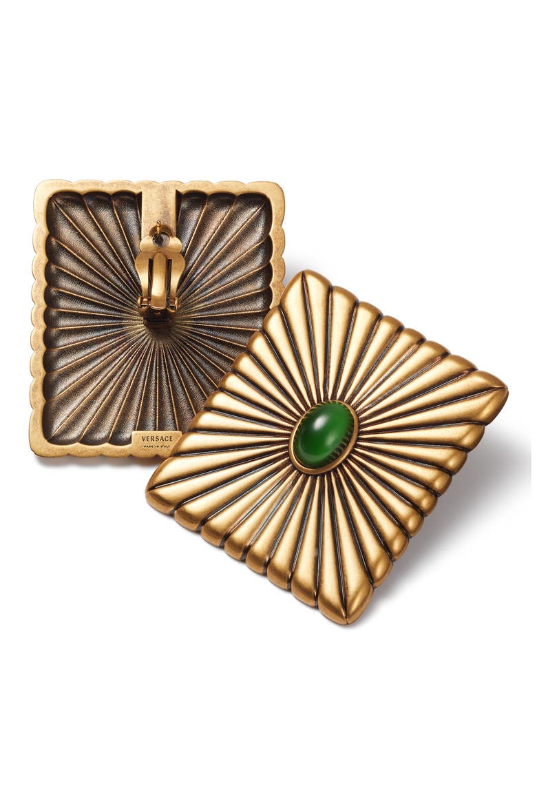 Cabochon Earrings, Alternate, color, GOLD 82 GREEN