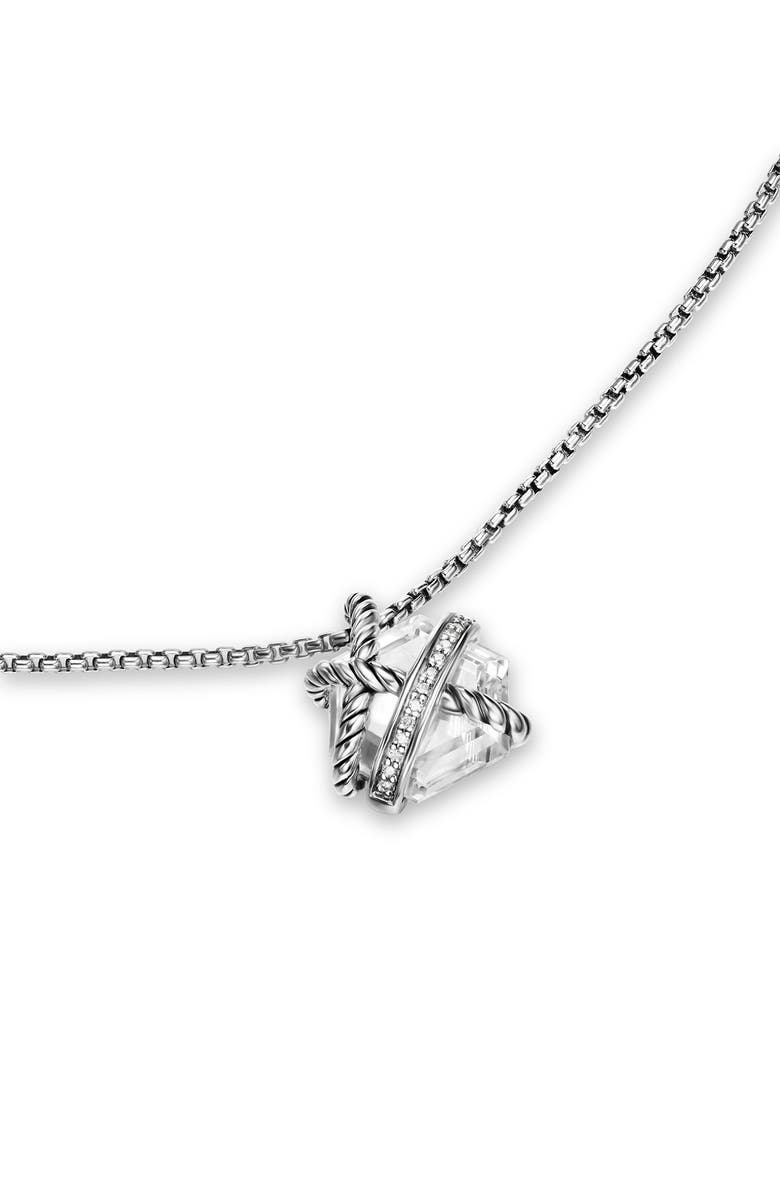David Yurman Cable Wrap Pendant Necklace, Alternate, color, Silver Pave