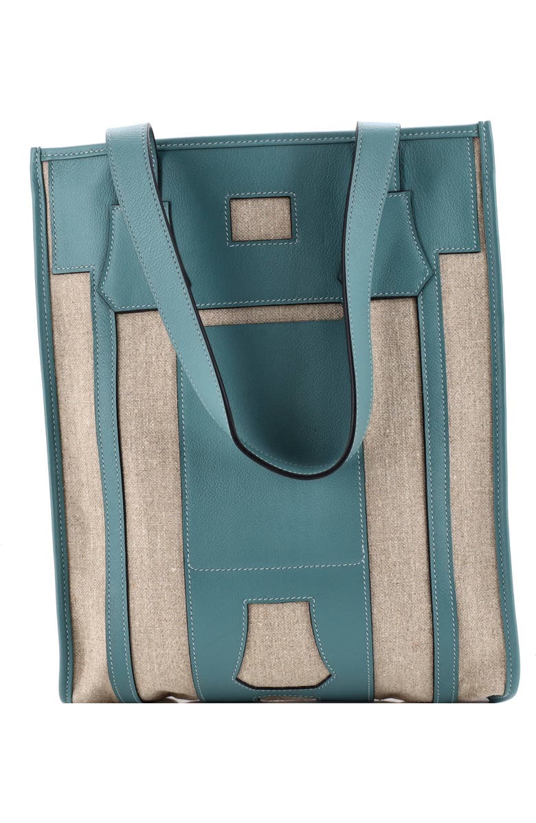 Pre-Owned Hermes Petit H Bell Tote Toile and Leather PM, Main, color, Blue