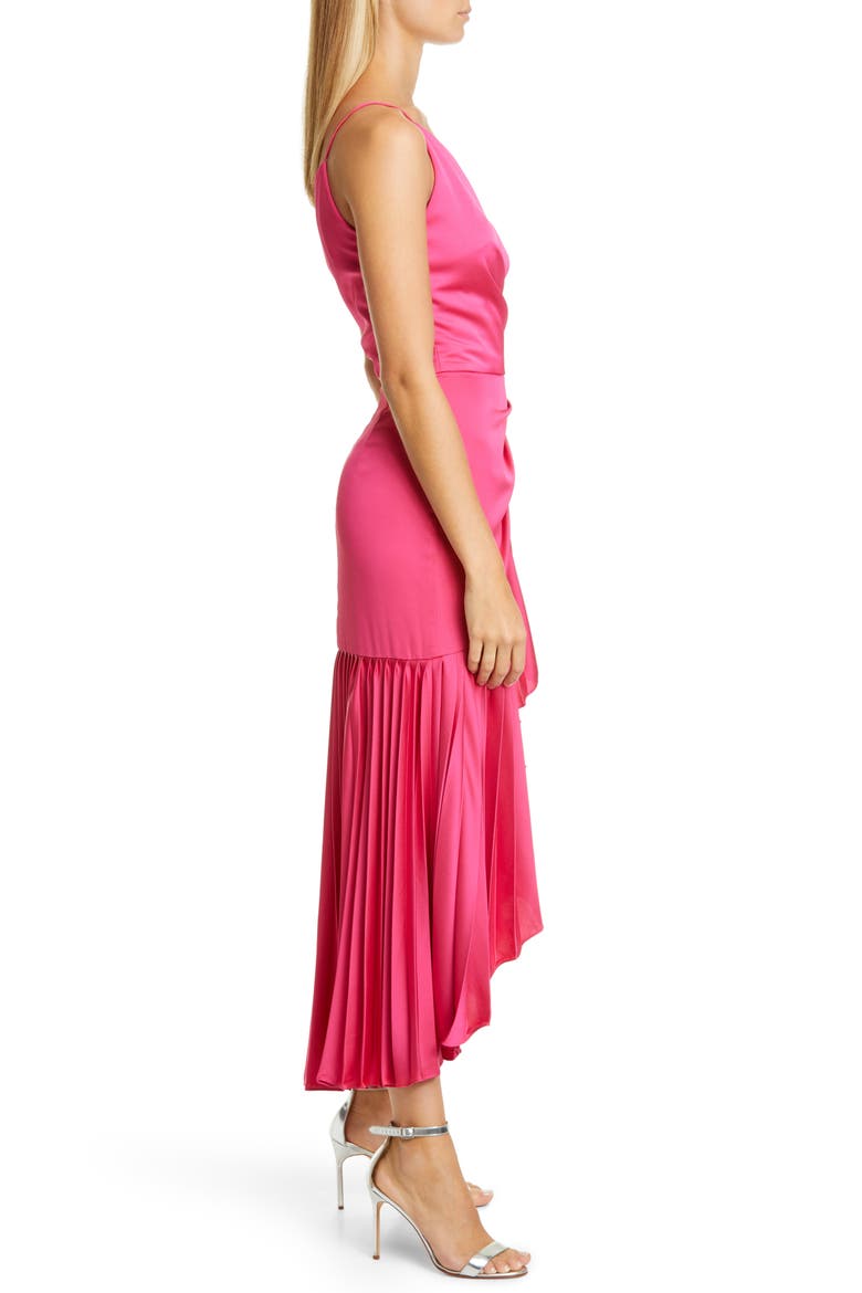 Izamal Asymmetrical High/Low Satin Cocktail Dress, Alternate, color, HOT PINK