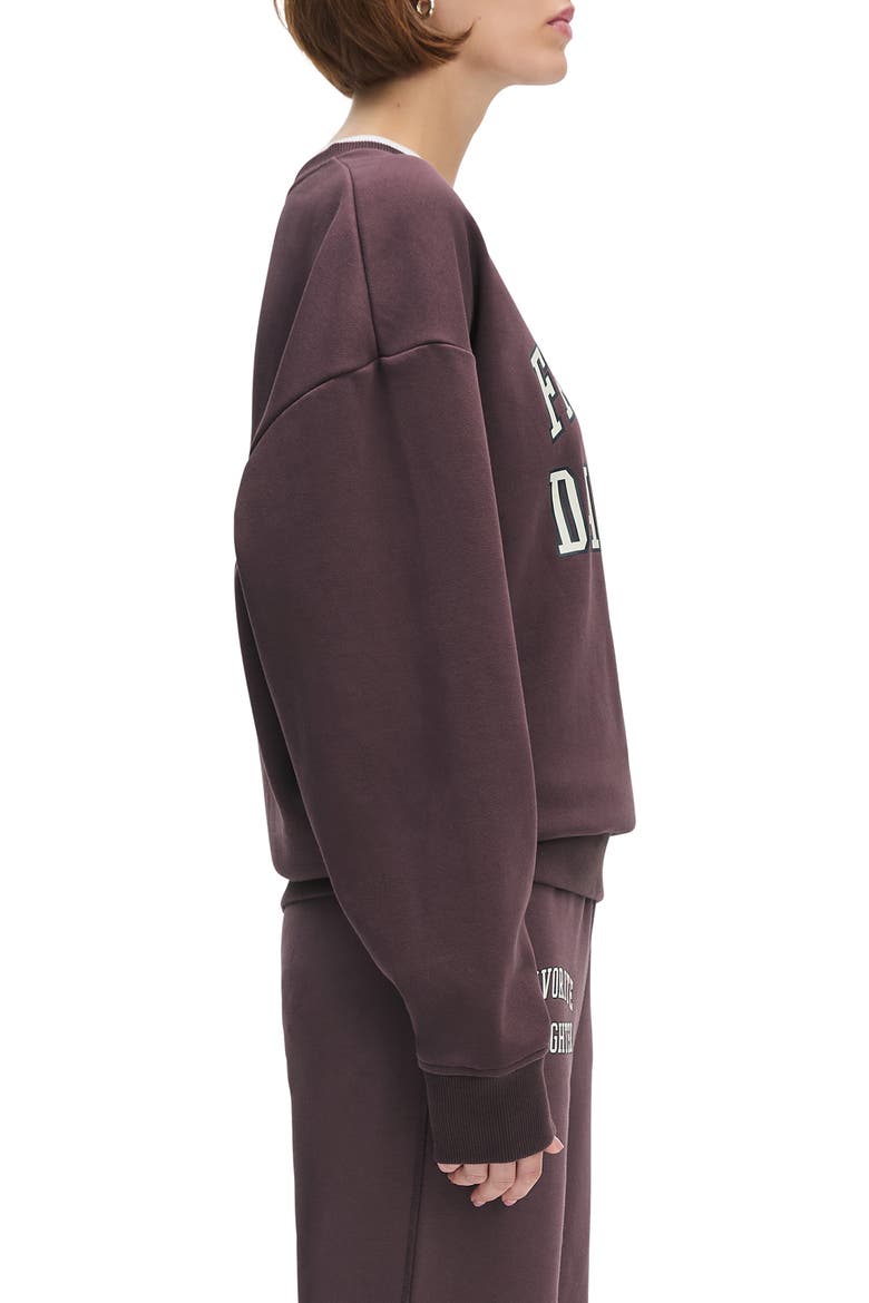 Collegiate Cotton Blend Sweatshirt, Alternate, color, BURGUNDY/ GARDENIA