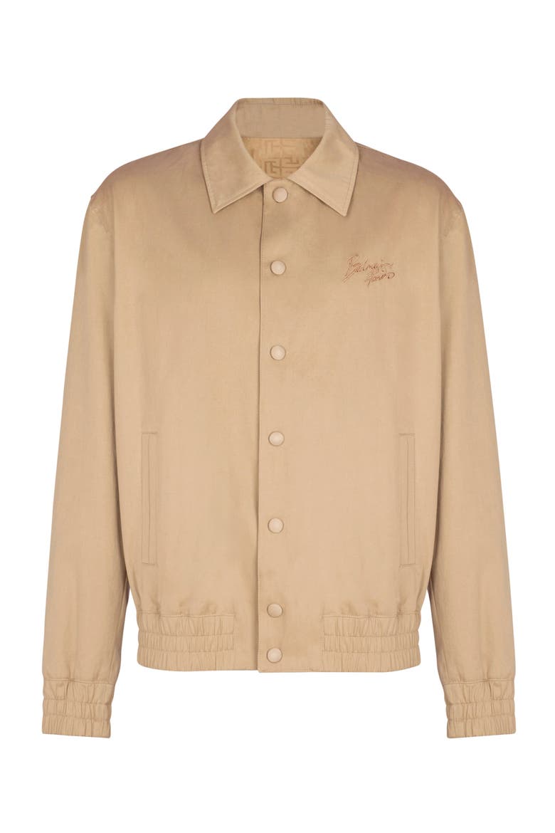 Cotton canvas bomber jacket, Main, color, beige