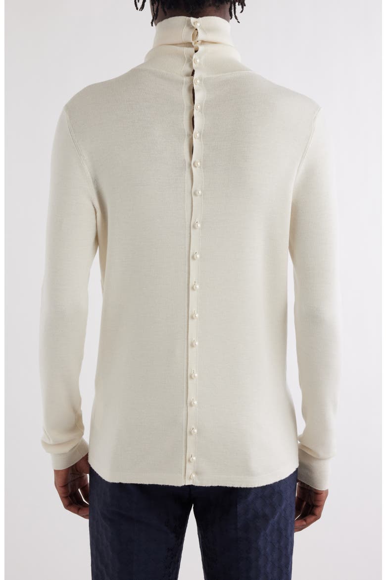 Button Back Wool & Silk Turtleneck Sweater, Alternate, color, NATURAL
