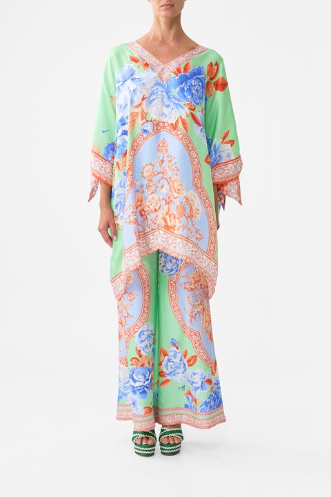 Tie Sleeve Short V Neck Kaftan Topkapi Pop