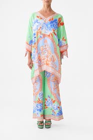 Camilla Tie Sleeve Short V Neck Kaftan Topkapi Pop
