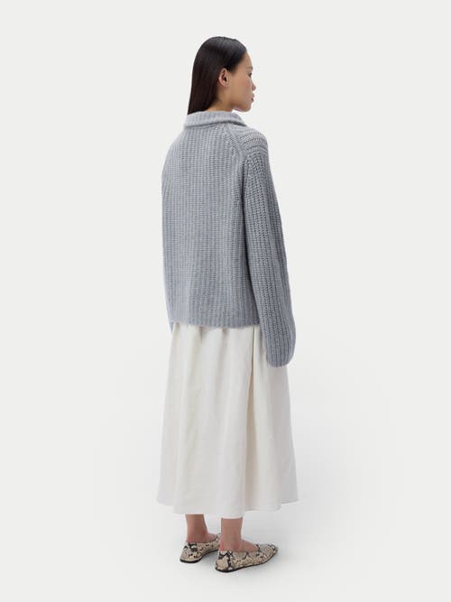 Gobi Mongolian Cashmere Chunky Cashmere Cardigan With Zipper In Blue