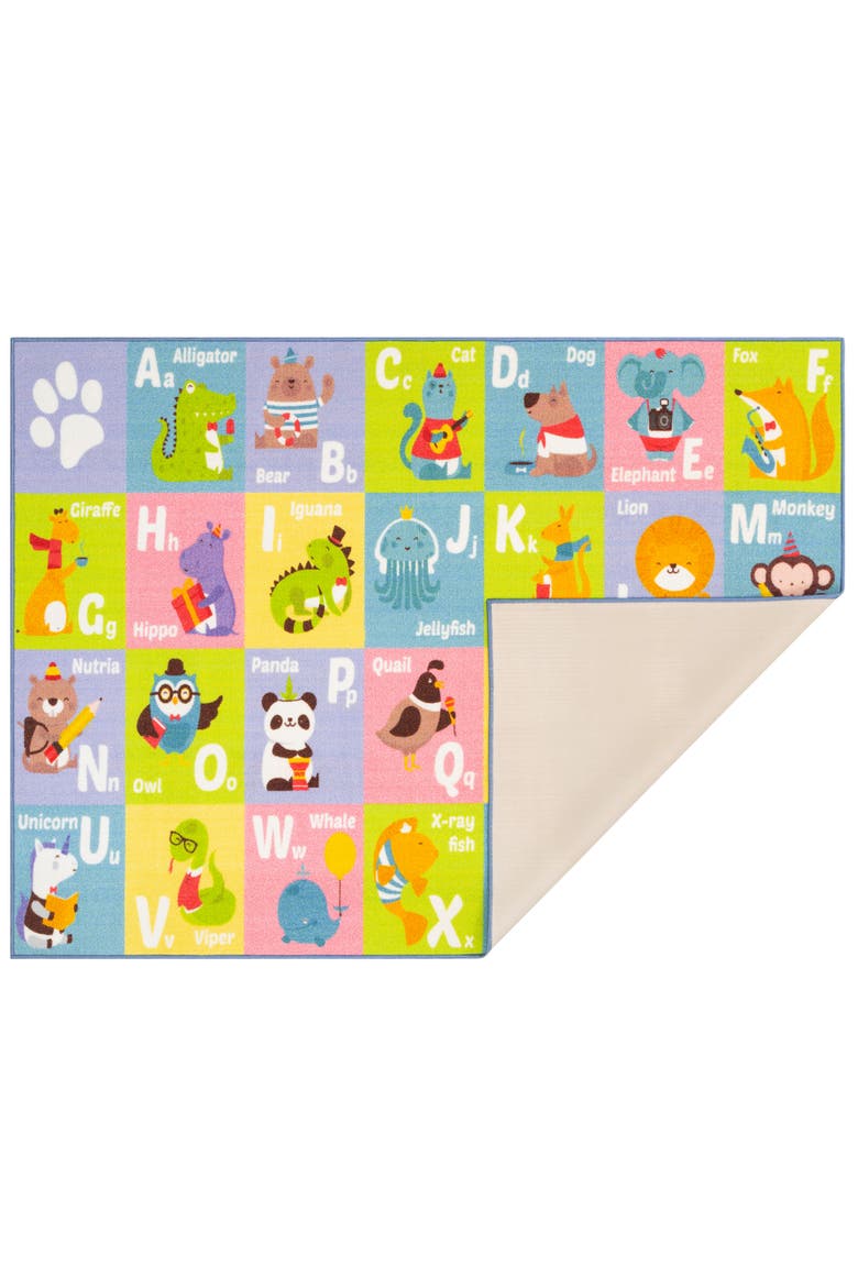 Educational Rug ABC Alphabet Animal, 5x7' Playmat, Main, color, Multicolored