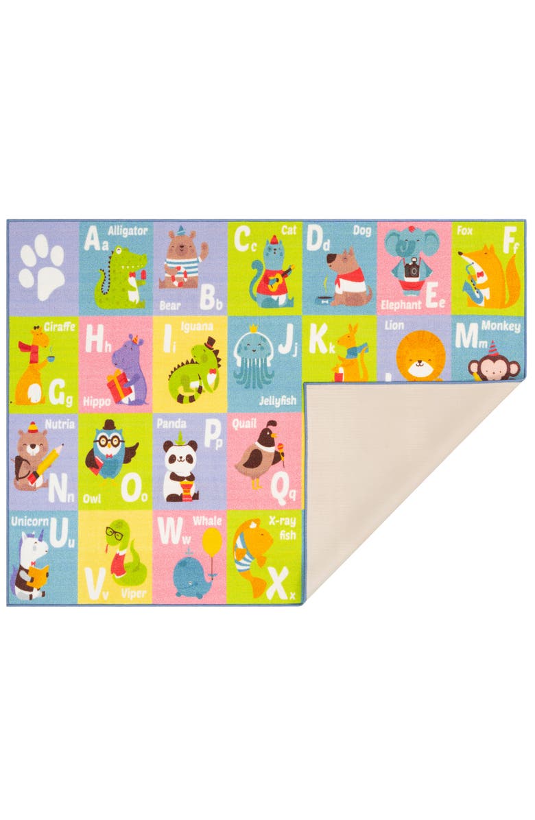 KC Cubs Educational Rug ABC Alphabet Animal, 5x7' Playmat, Main, color, Multicolored