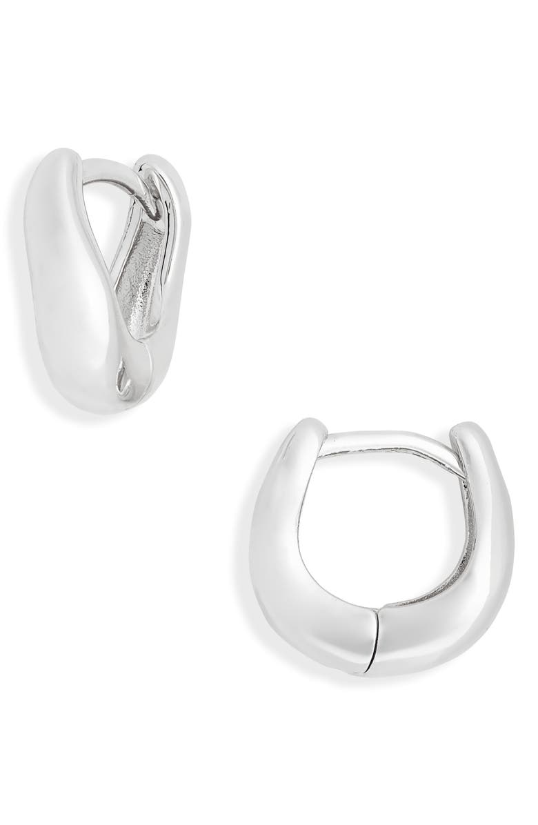 NORDSTROM RACK Demi Fine Molten Huggie Hoop Earrings, Main, color, Silver