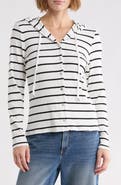 CYRUS Striped Rib Button Front Hoodie