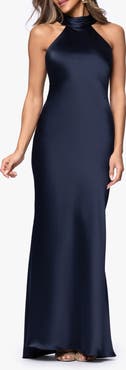 Xscape Evenings Halter Neck Satin Sheath Gown