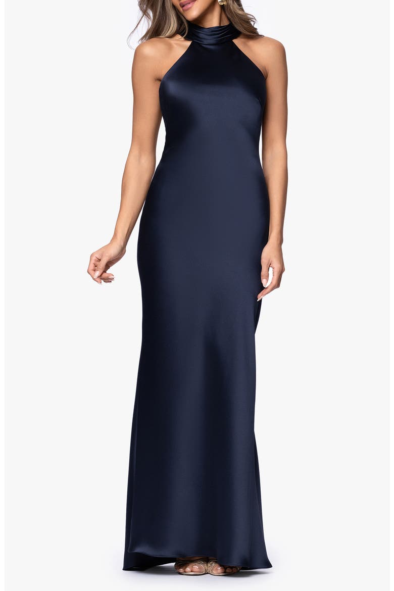 Halter Neck Satin Sheath Gown video