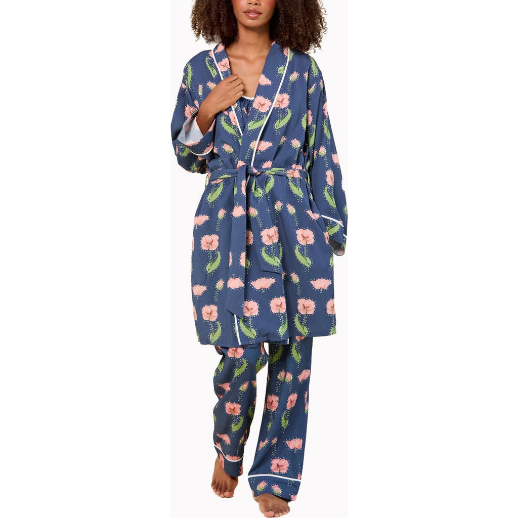 Katie Kime Rhinestone Flower Pant Set In Blue