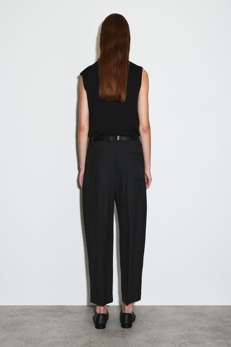 Pleated Barrel-Leg Wool Pants, Alternate, color, CHARCOAL