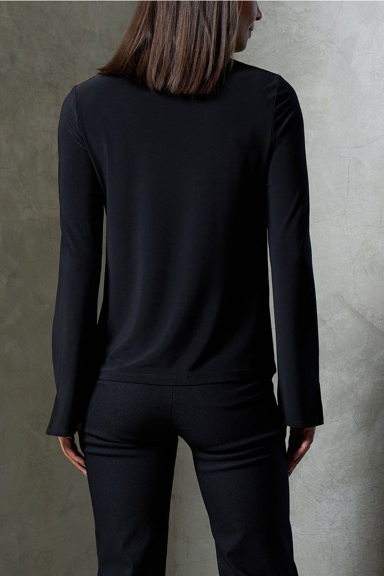 Luxe Stretch Long Sleeve V-Neck Top, Alternate, color, Black