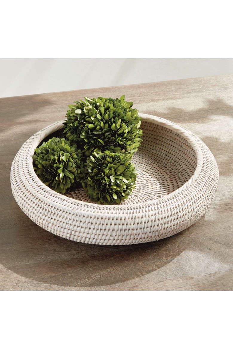 Burma Rattan Shallow Display Bowls Set Of 2, Alternate, color, White