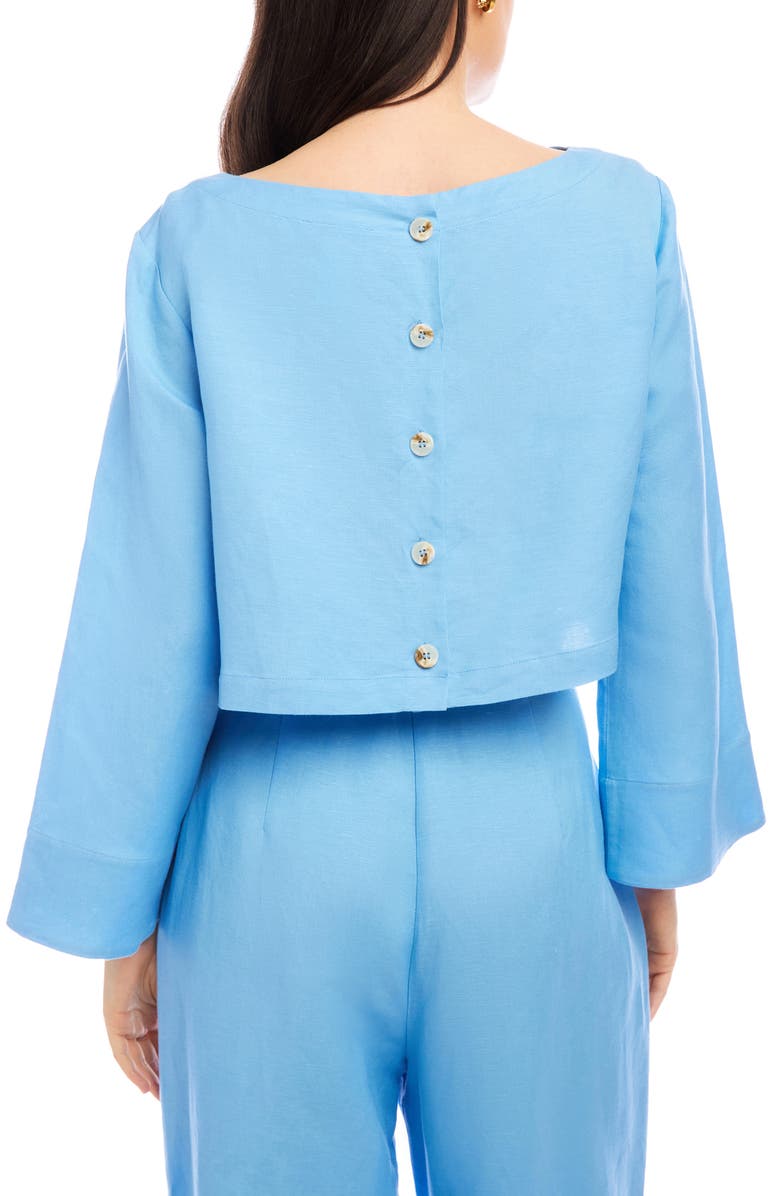 FIFTEEN TWENTY Junie Button-Back Linen Blend Top, Alternate, color, Lake