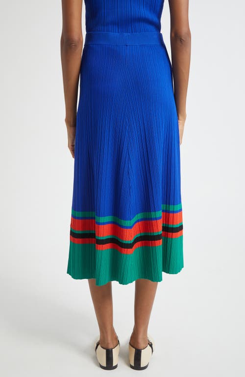Wales Bonner Island Rib Knit Midi Skirt In Blue