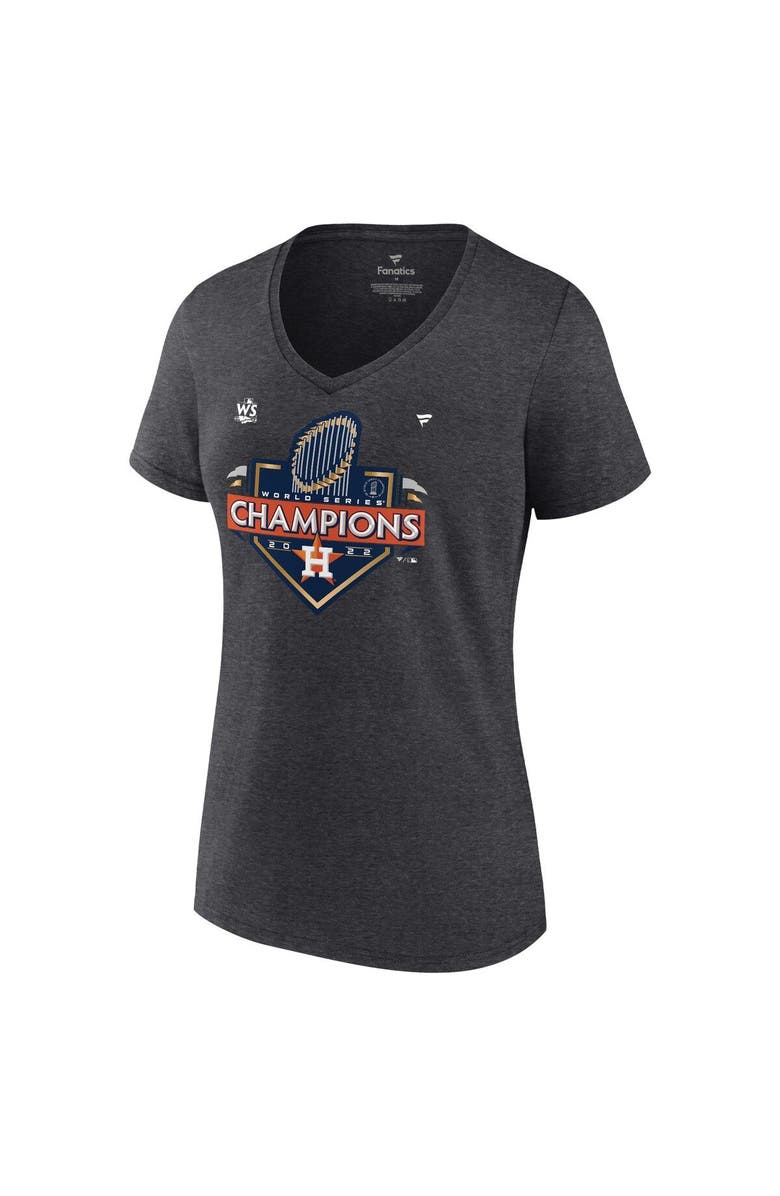 FANATICS Women's Fanatics Branded Heather Charcoal Houston Astros 2022 World Series Champions Locker Room Plus Size V-Neck T-Shirt, Alternate, color, 