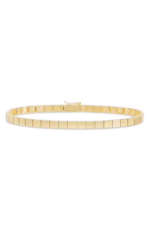 Thin Flash 14K Gold Tile Bracelet