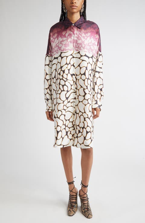 DRIES VAN NOTEN フラワープリントベロアスカート