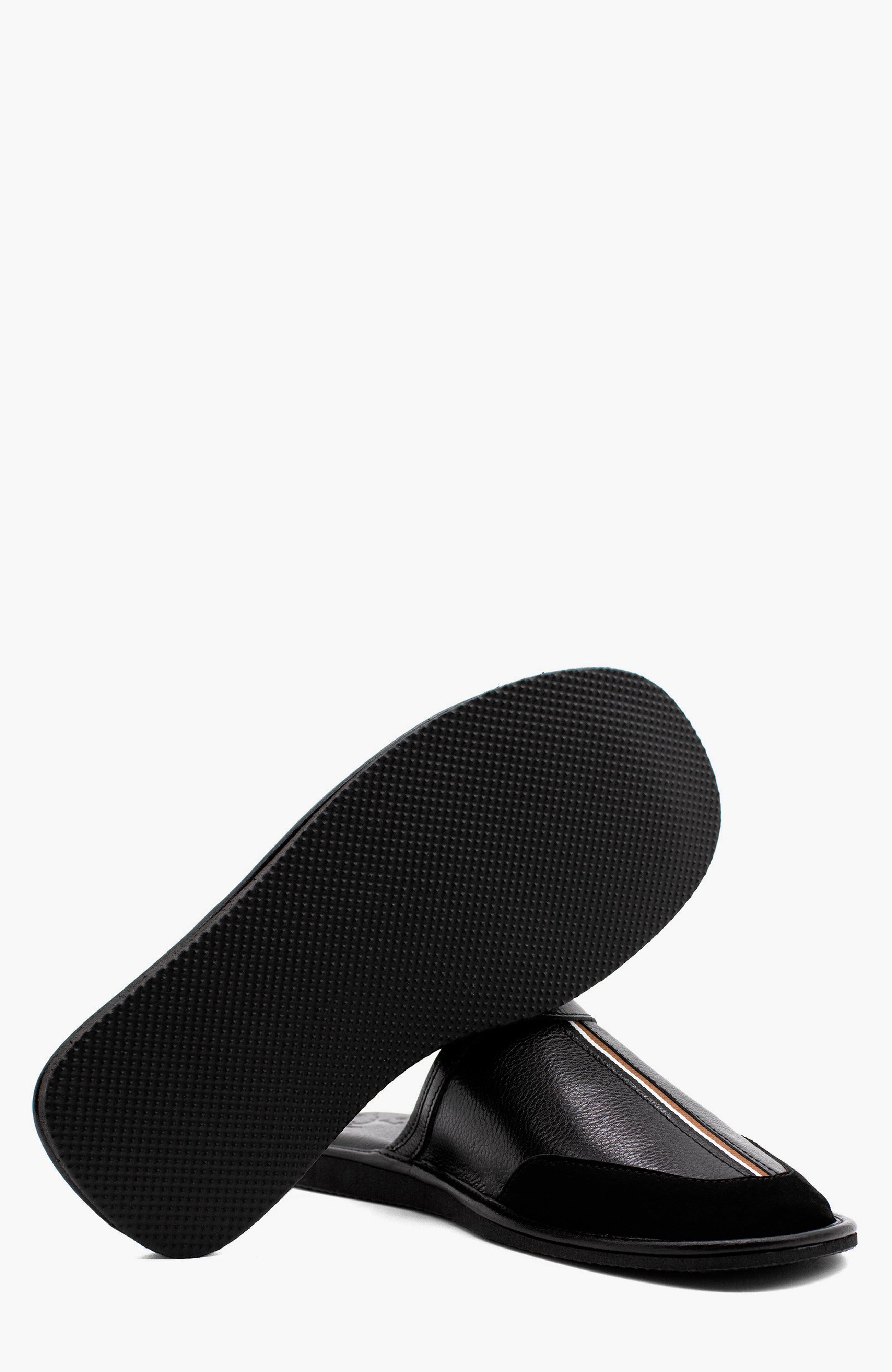 The Sailor Leather House Slippers, Alternate, color, Black