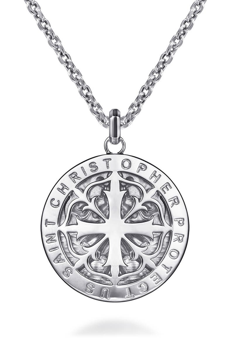 Men's Modern Relics Saint Christopher Medallion Necklace, Alternate, color, STERLING SILVER