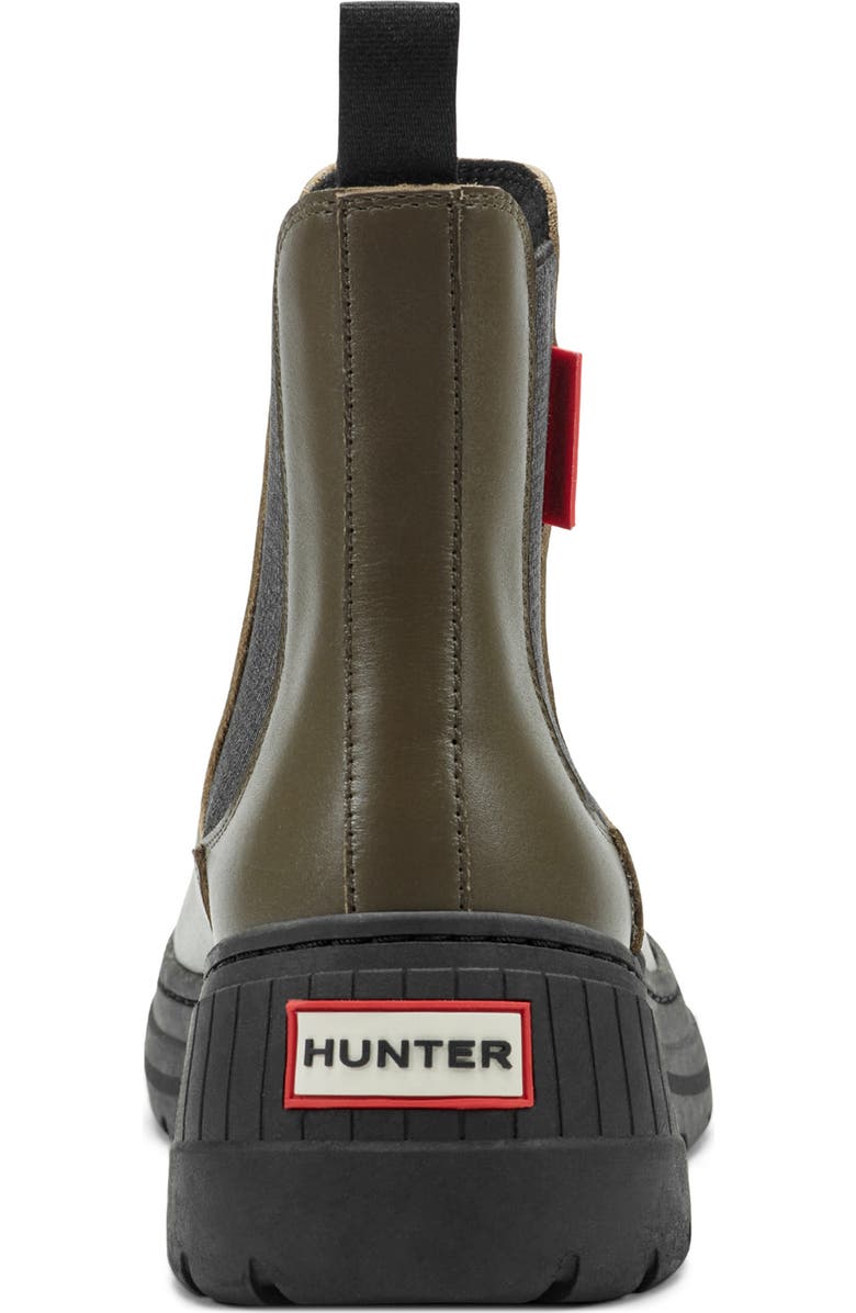 Hunter Neveah Slip-On Waterproof Chelsea Bootie, Alternate, color, Olive Green91896/Black/Black