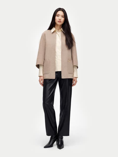 Patch Pocket Cashmere Poncho Jacket