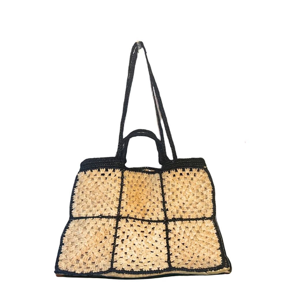 Zanatany Concepts Carrey Raffia Tote Bag, Main, color, Black