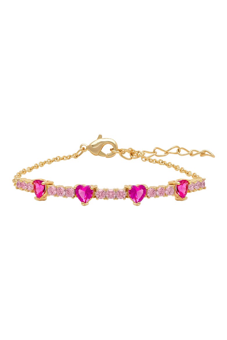 Kids' Cubic Zirconia Heart Bracelet, Main, color, OPEN PINK