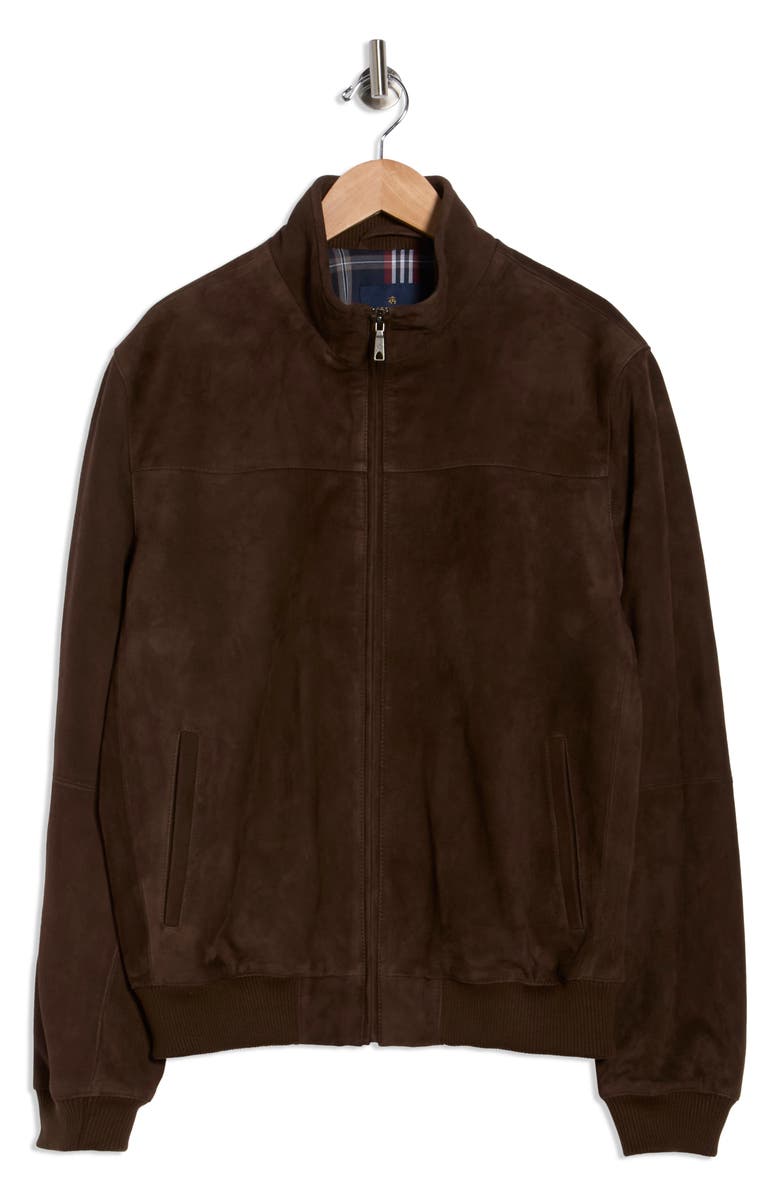 Brooks Brothers Suede Zip Up Jacket, Alternate, color, Chocolate Brown