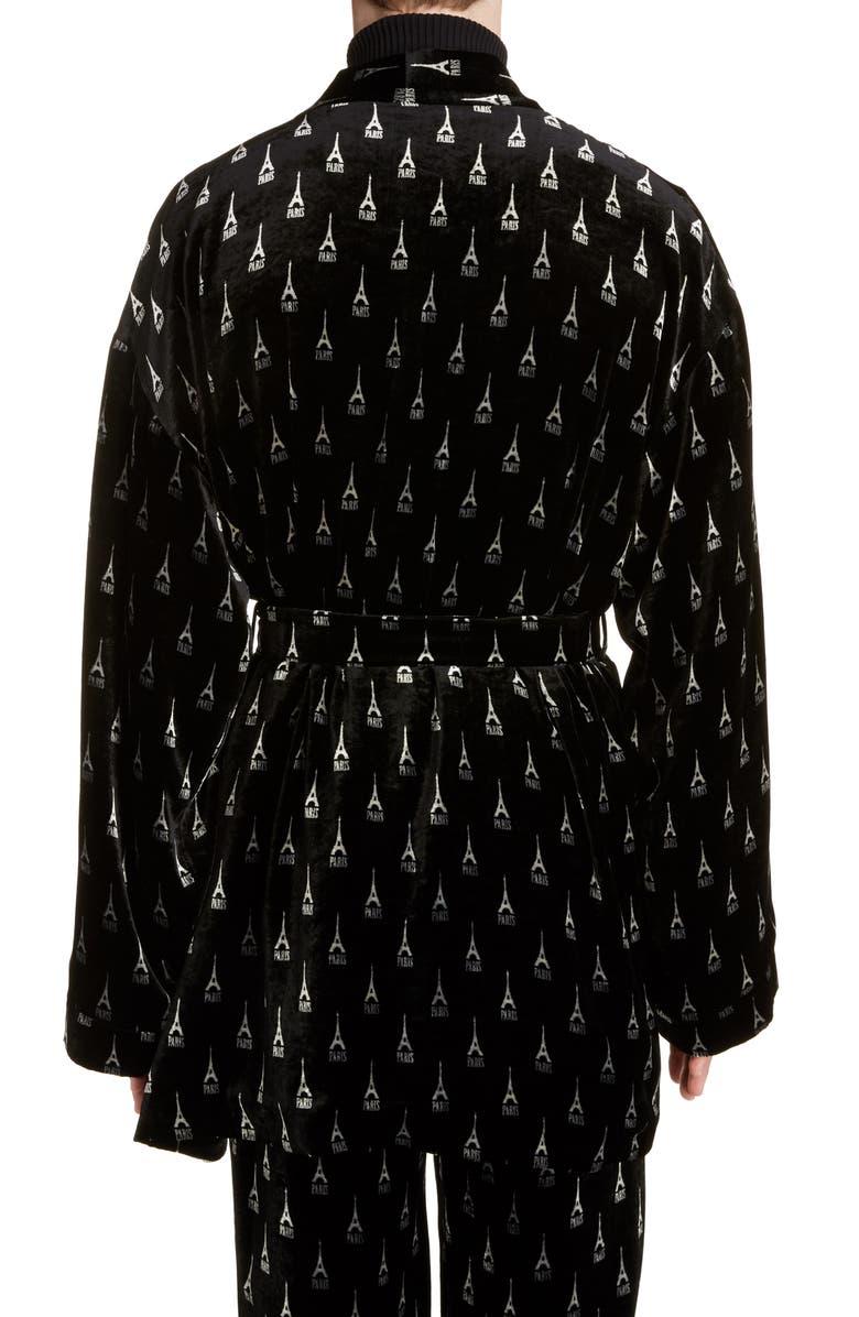 Balenciaga Eiffel Tower Velvet Pyjama Jacket, Alternate, color,
