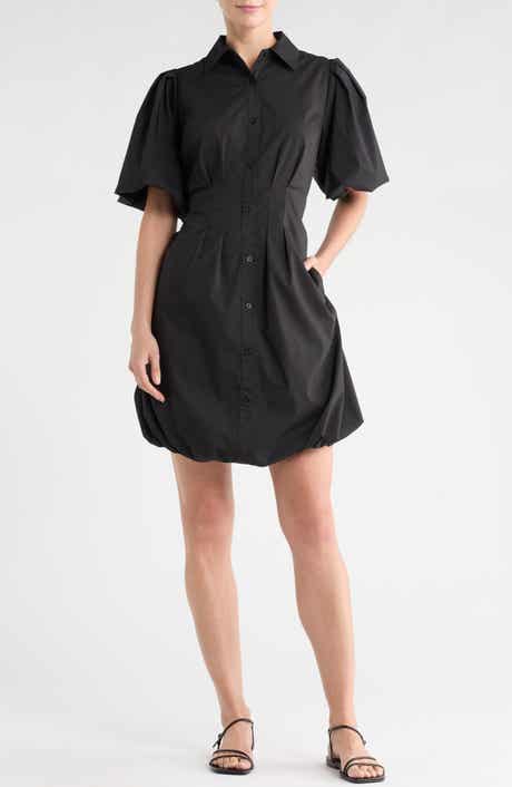 Love By Design Puff Sleeve Bubble Hem Shirtdress