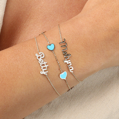 The Lovery Fine Jewelry Turquoise Heart Station Bracelet In Blue
