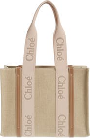 Chloé Medium Woody Linen Canvas Tote