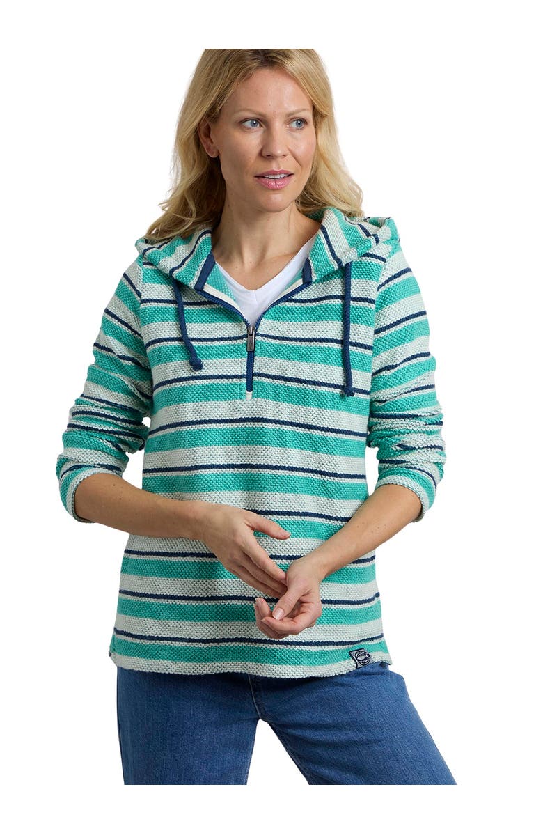 Weird Fish Ally 1/4 Zip Stripe Hoodie, Main, color, Aqua Marine