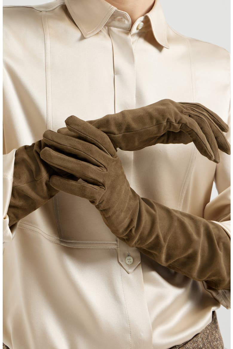 Suede long gloves, Alternate, color, Origano