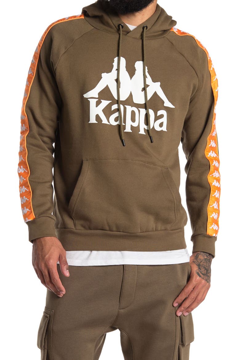 Kappa Men's 222 Banda Hurtado Hoodie, Main, color, GREEN OLIVA - ORANGE - WHITE