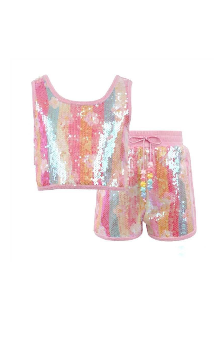 Lola + The Boys Rainbow Sequin Dreams Set, Main, color, Pink