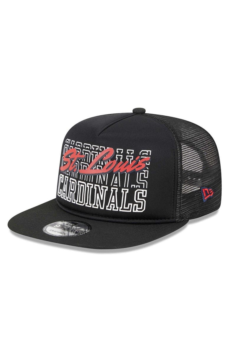 New Era Men's New Era Black St. Louis Cardinals Street Team A-Frame Trucker 9FIFTY Snapback Hat, Alternate, color,