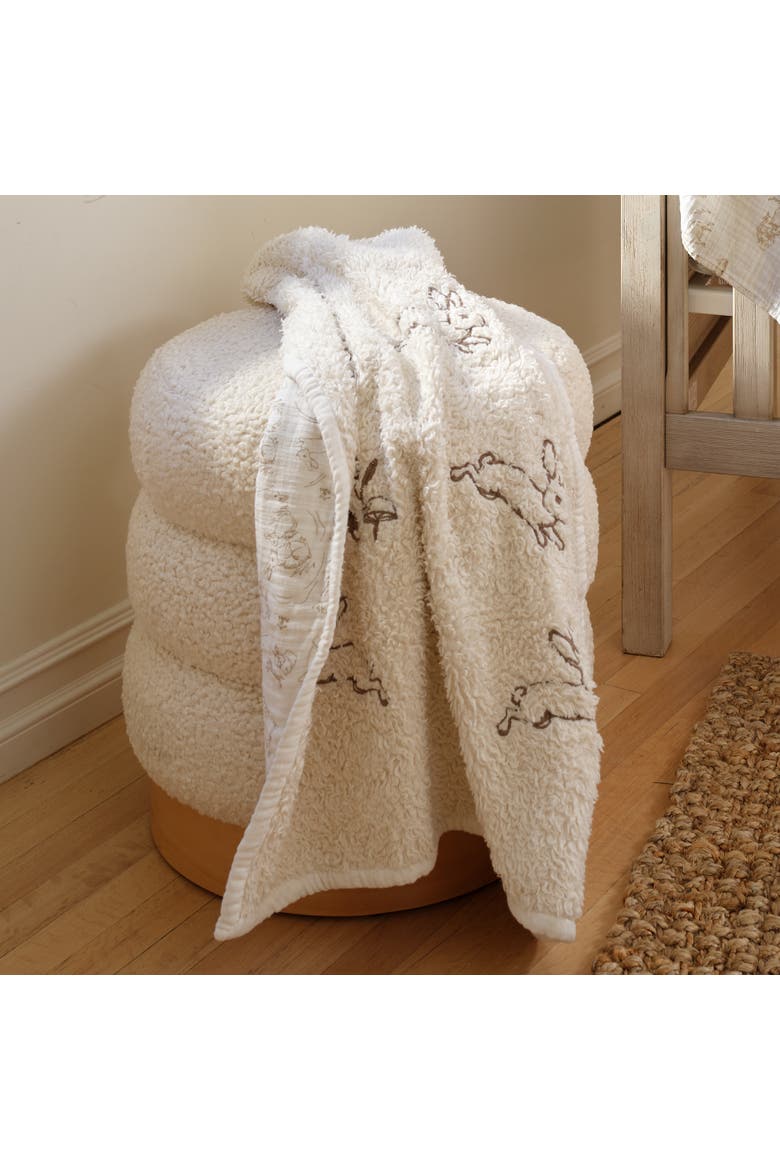 Signature Organic Cotton & Muslin Bunny Coverlet Baby Blanket, Alternate, color, Cream