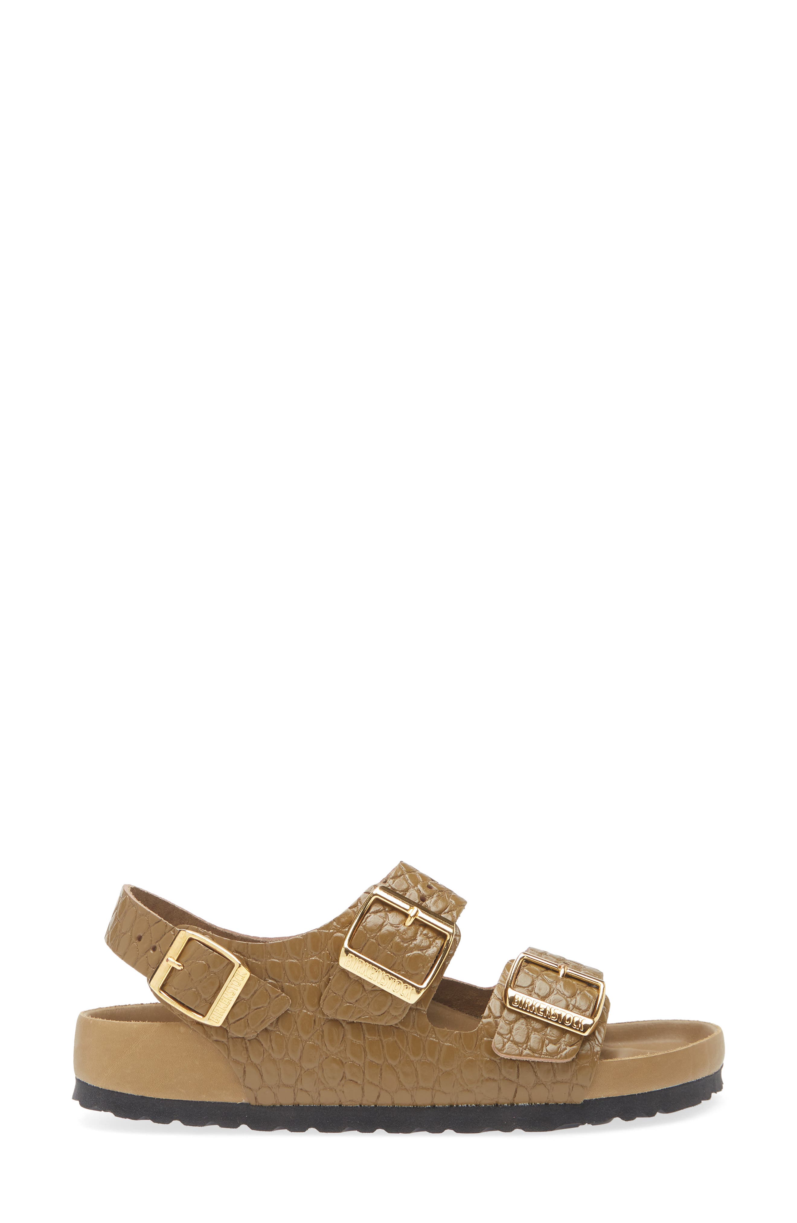 Birkenstock Milano Reptile Embossed Slingband Sandal, Alternate, color, Mud Green