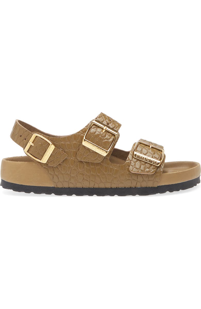 Birkenstock Milano Reptile Embossed Slingband Sandal, Alternate, color, Mud Green
