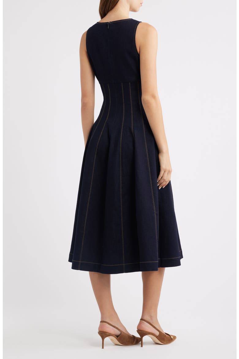 Contrast Stitch Denim Midi Dress, Alternate, color, DENIM